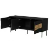 Mueble TV cama meble INSERTO 3D 143,5x40x61,5 cm negro con LED, parte superior de aglomerado