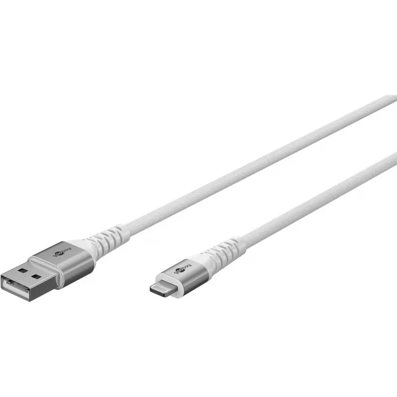 Cable Lightning a USB-A Goobay de tela supersuave con conectores metálicos, 2 m (74512)