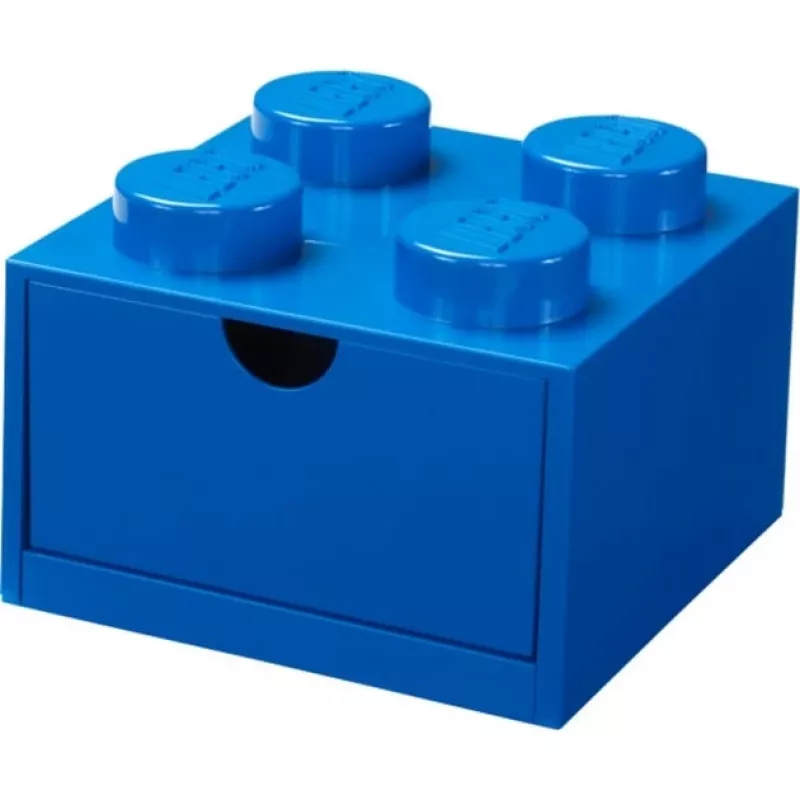 Cajón de escritorio LEGO 4, caja de almacenamiento azul, con tetones