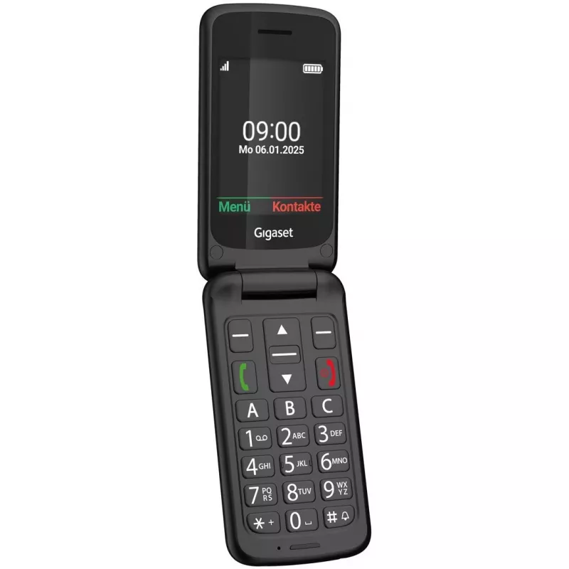 Gigaset GL595 teléfono para personas mayores 7,11 cm (2,8 pulgadas) Dual SIM, botón SOS, resistente a salpicaduras y polvo, 32 MB RAM, ranura microSD, negro