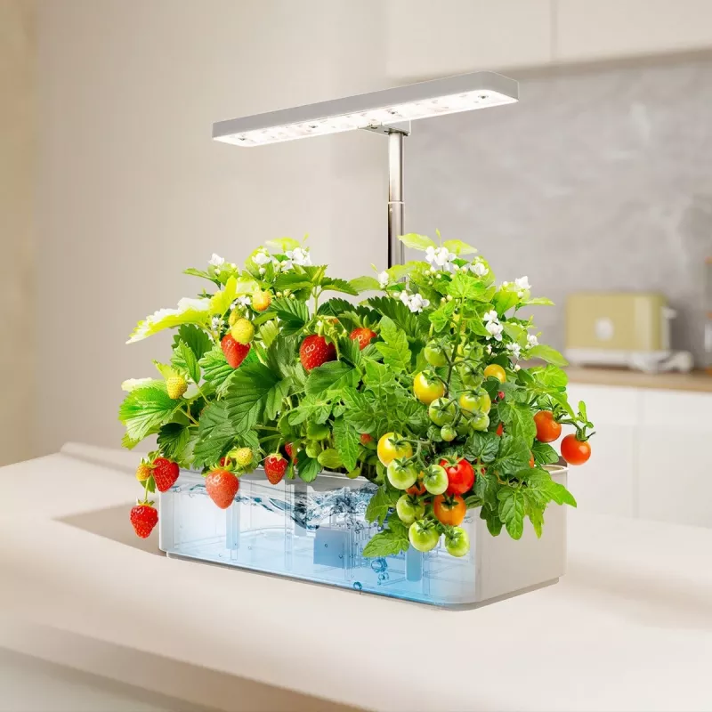 Sistema inteligente de cultivo de plantas de interior GreenBlue, maceta SMART, capacidad 4L, para 12 plantas, LEDs de espectro completo, GB133