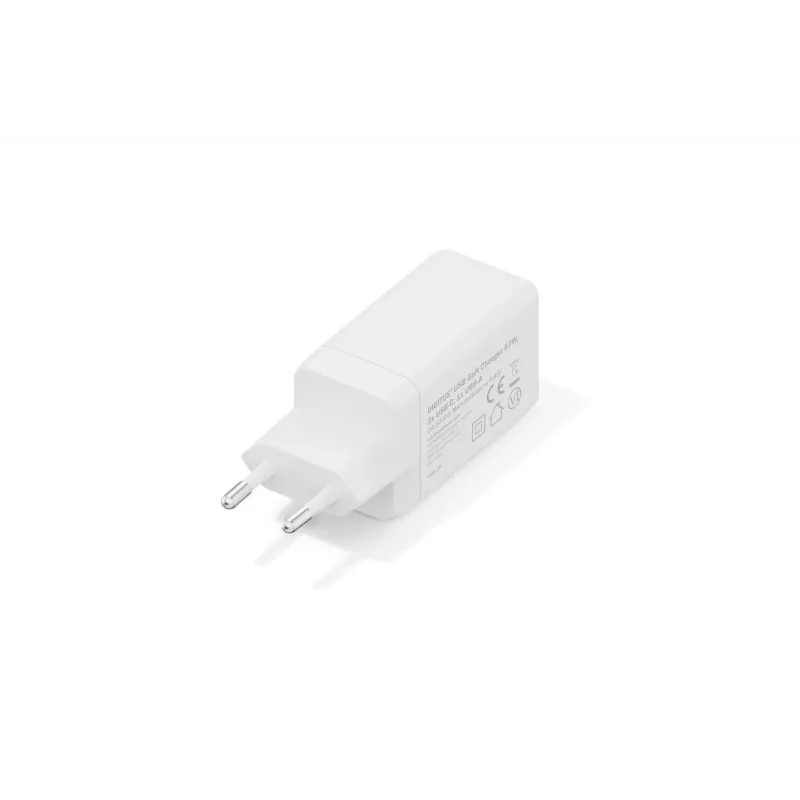 Cargador de pared DIGITUS DA-10303 67W GaN, 2× USB-C + 1× USB-A, 100–240V, blanco