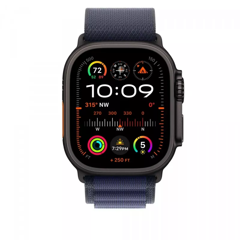 Apple 49 mm Navy Alpine Loop - Pequeño - Acabado titanio negro
