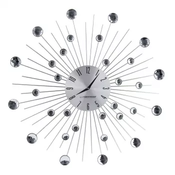 Reloj de pared ESPERANZA EHC002 — mecánico, redondo, 50 cm de diámetro, 25 mm de profundidad, marco de aluminio, tapa de cristal, acabado acero inoxidable
