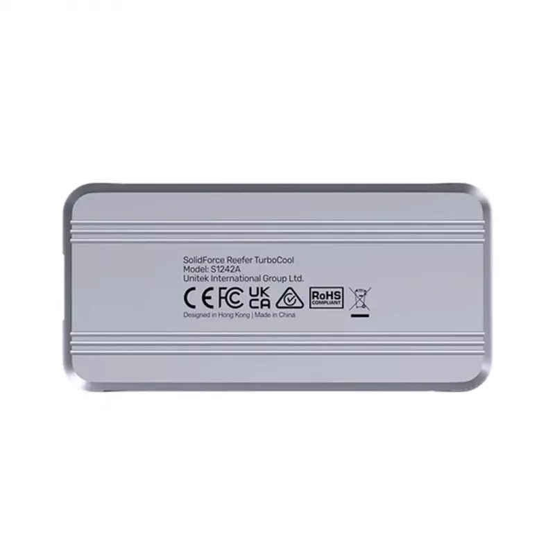 Carcasa para SSD Unitek S1242AGY01-EU USB4 40 Gbit/s, M.2 NVMe, hasta 8 TB, aluminio/plástico, refrigeración activa