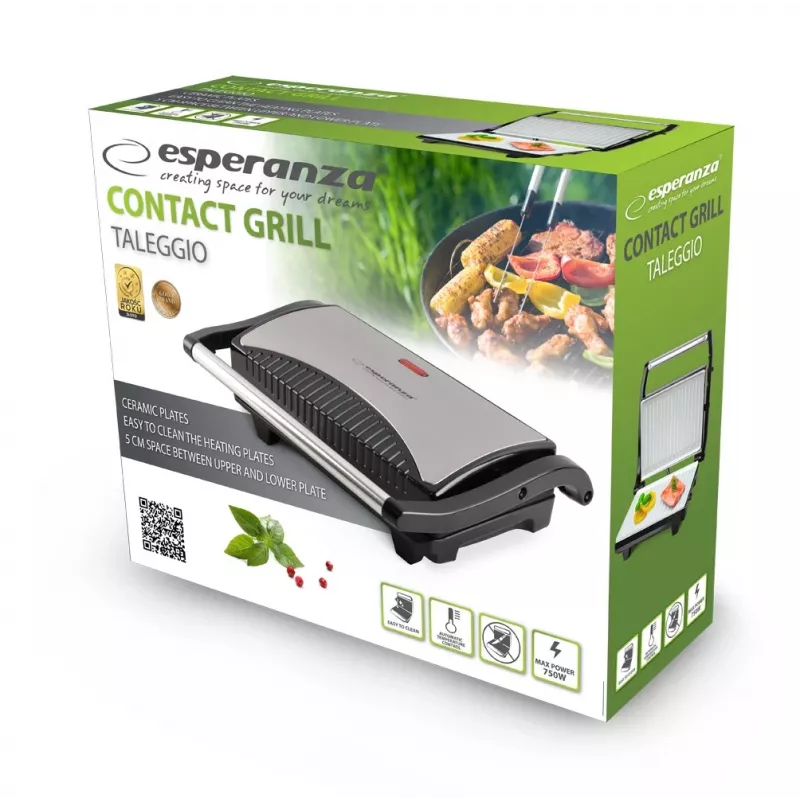 Esperanza EKG006 parrilla eléctrica 750W acero inoxidable/negro
