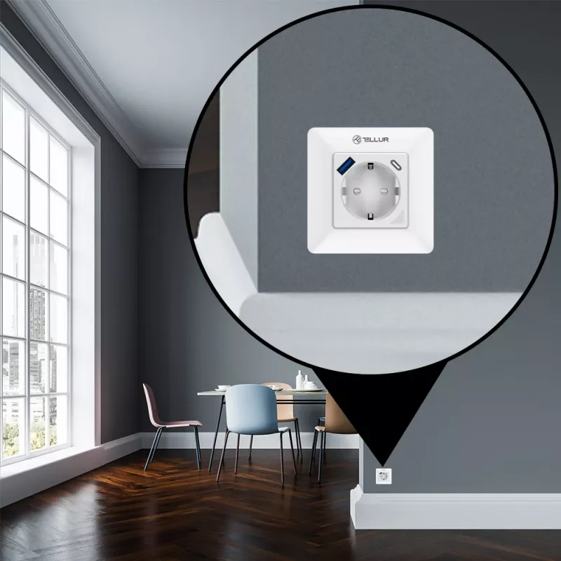 Enchufe de pared inteligente WiFi Tellur TLL331531 – 3600 W 16 A, control remoto por WiFi