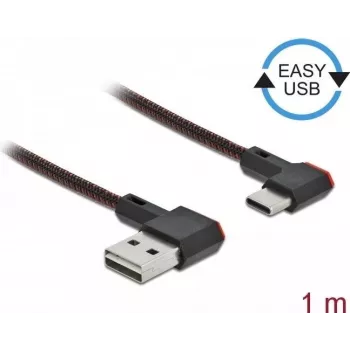 Cable USB 2.0 Type-A macho a USB Type-C macho acodado izquierda/derecha 1 m negro DeLOCK 85281