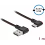 Cable USB 2.0 Type-A macho a USB Type-C macho acodado izquierda/derecha 1 m negro DeLOCK 85281