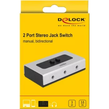 Conmutador de audio jack 3,5 mm 2 puertos manual bidireccional, conmutador gris/negro