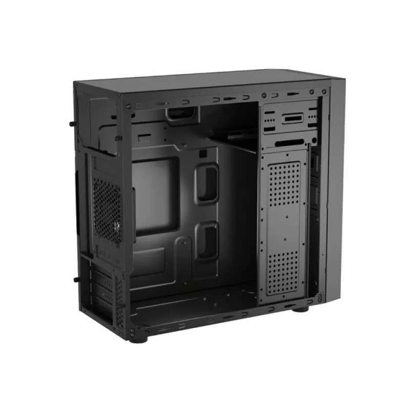 Caja de PC NATEC Helix Mini Tower negra — microATX/Mini-ITX, 3×3,5 pulgadas + 5×2,5 pulgadas, GPU 33 cm, conectores USB-C/USB-A