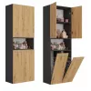 Mueble de baño Top e Shop NEL 2K DK ANT/ART KP – grafito/roble, de pie, 600×300×1740 mm, 3 estantes