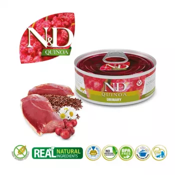 Comida húmeda para gatos Farmina N&D Quinoa Urinary Adult sobre 80 g — pato, sin cereales, salud urinaria