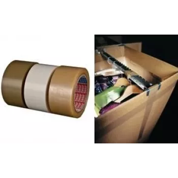 Cinta de embalar Tesa 04124, PVC, marrón, 66 m × 50 mm