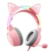 Auriculares Onikuma X15Pro gaming rosa con orejas de gato