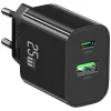 Cargador USB usams USA001629 25W 1×USB-C + 1×USB-A carga rápida