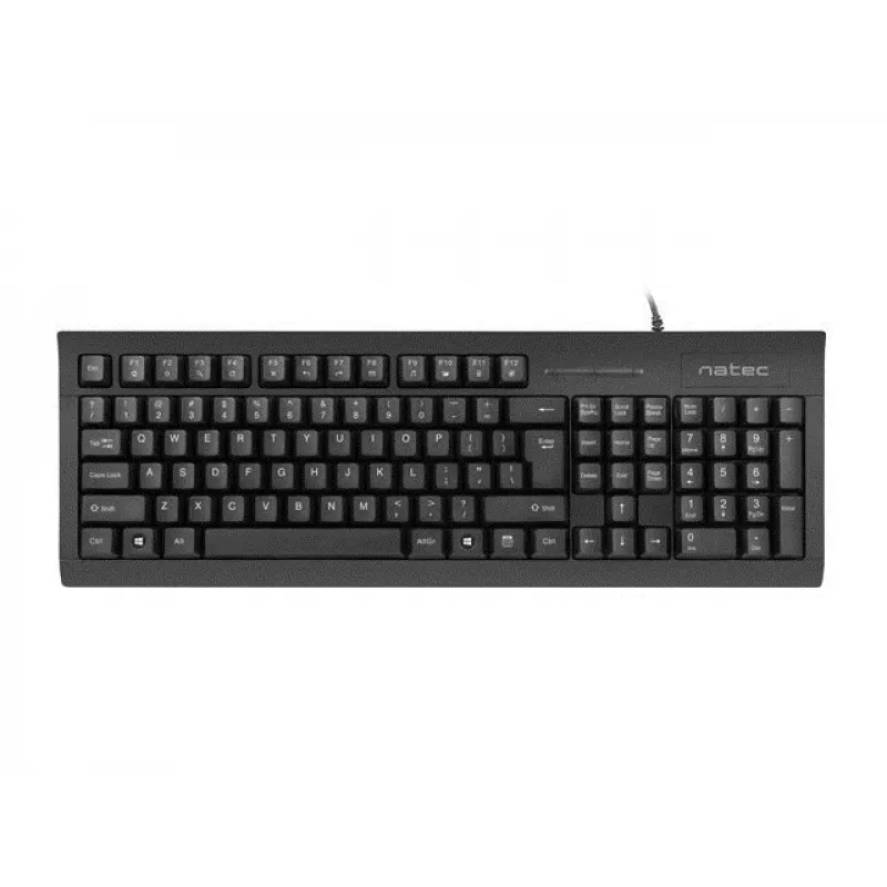 Teclado completo cableado NATEC MORAY Home/Office USB QWERTY US International Negro, 104 teclas, teclado numérico
