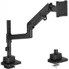 Soporte de monitor DIGITUS Single, pinza, máx. 57 inch, capacidad 27 kg, VESA 75x75–100x100, altura ajustable, inclinable -75° a 75°, negro