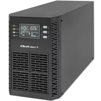 Qoltec SAI sistema de alimentación ininterrumpida | 1kVA | 1000W | factor de potencia 1,0 | LCD | EPO | USB | Online