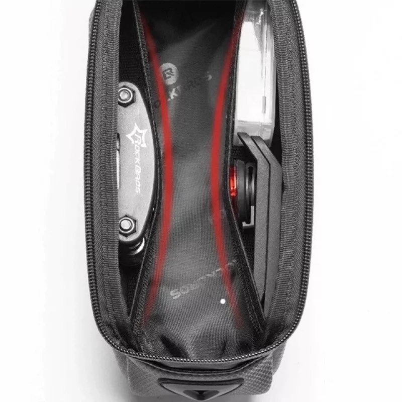 Rockbros B68 Bolsa de cuadro para bicicleta con bolsillo para móvil 1,7 l negra
