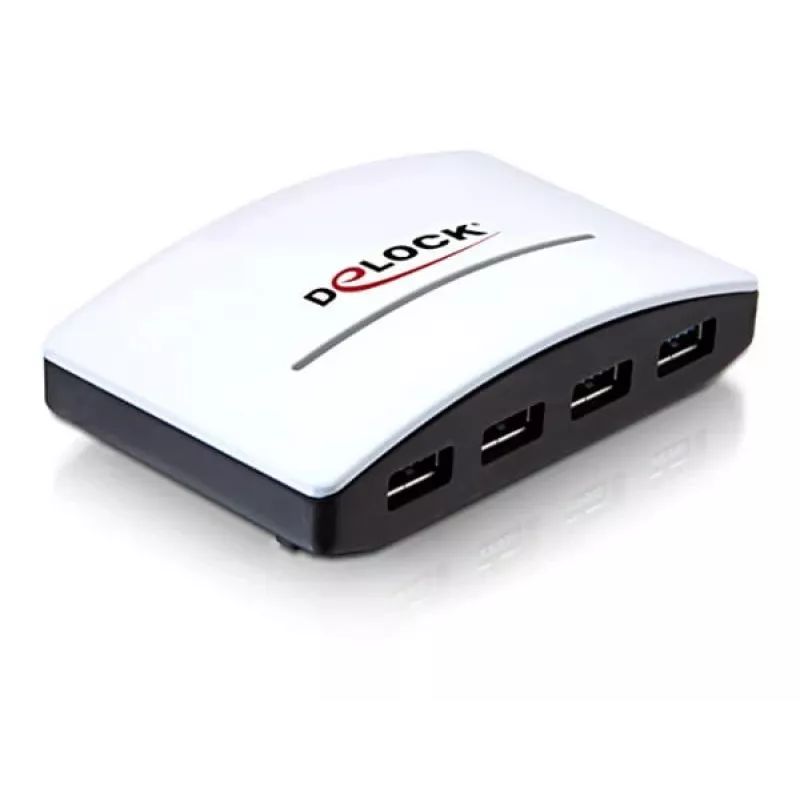 Hub USB DeLOCK 4 puertos 5000 Mbit/s negro blanco