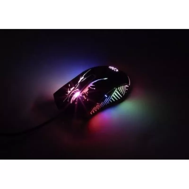 Manhattan ratón gaming con LED, con cable, siete botones, rueda de desplazamiento, 7200 dpi, negro con iluminación LED, tres años de garantía