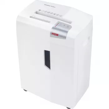 Destructora de documentos HSM 1033121 corte en partículas 2 x 15 mm, 23 cm de ancho de trabajo, 26 L de capacidad, blanca