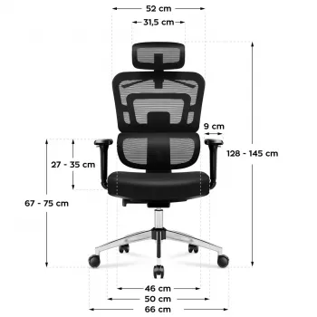 Silla de oficina giratoria mark adler Expert 4.9 modelo 5701-65776 — malla, reposacabezas regulable, soporte lumbar, altura de asiento 44–52 cm, carga máx. 150 kg
