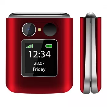 Teléfono plegable Beafon Fold 10 Silver Line rojo-plateado Dual SIM
