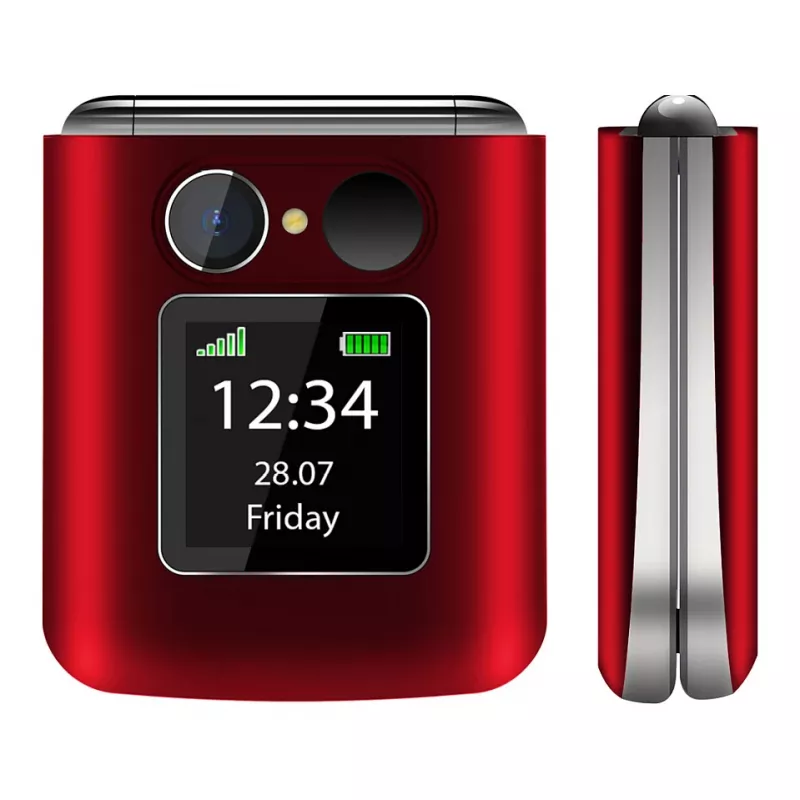 Teléfono plegable Beafon Fold 10 Silver Line rojo-plateado Dual SIM