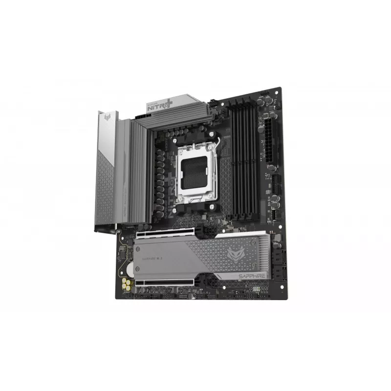 Placa base Sapphire NITRO+ B850M WIFI — AMD B850, zócalo AM5, micro ATX, DDR5, 4x DIMM, Wi‑Fi 6, 2,5Gb LAN, 2x M.2