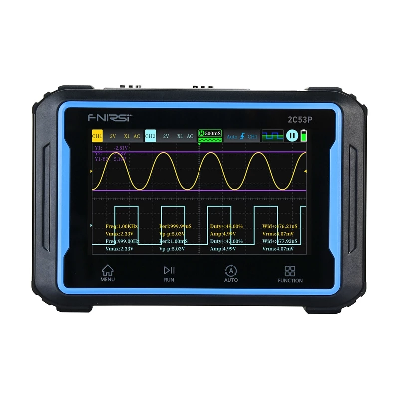 Osciloscopio portátil 3 en 1 FNIRSI 2C53P con pantalla táctil de 4,3 pulgadas