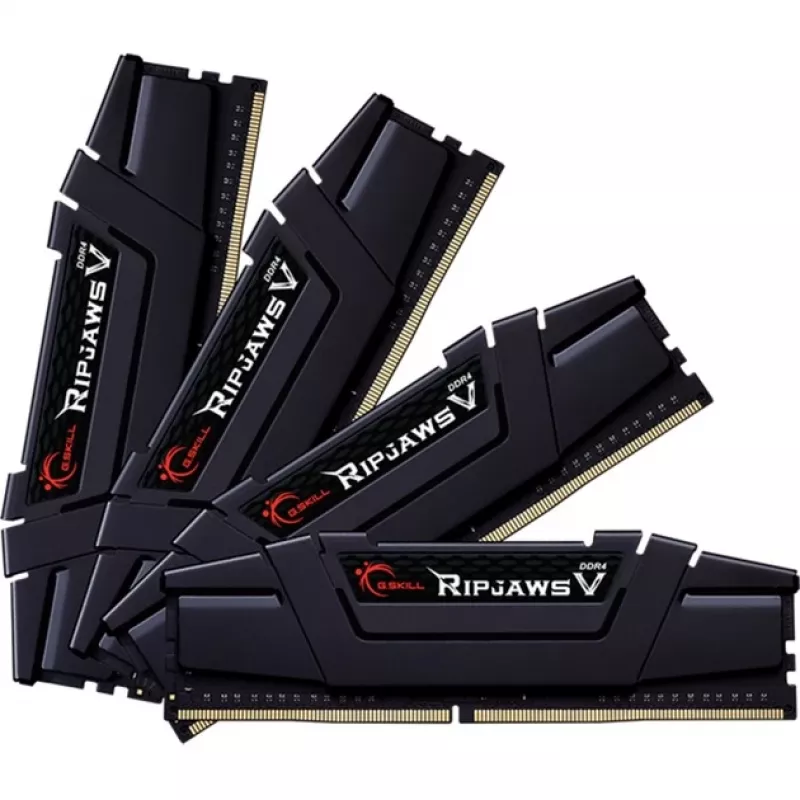 DIMM 64 GB DDR4-3600 (4x 16 GB) Quad-Kit, memoria RAM negra, F4-3600C16Q-64GVKC, Ripjaws V, INTEL XMP