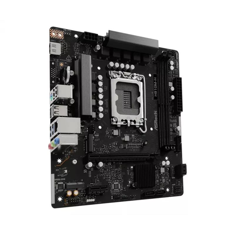 Placa base Micro-ATX ASRock H810M-H — Intel H810, LGA 1851 (Socket V1), 2x DIMM DDR5, hasta 128 GB, M.2 y SATA III
