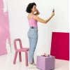 Espejo de maquillaje de pie Medisana 23603 — redondo blanco, a pilas, plegable, iluminación integrada