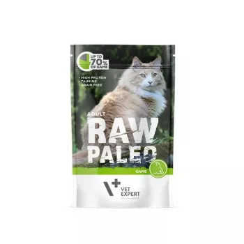 Comida húmeda para gatos VETEXPERT RAW PALEO Adult ciervo 100 g — bolsa monodosis sin cereales
