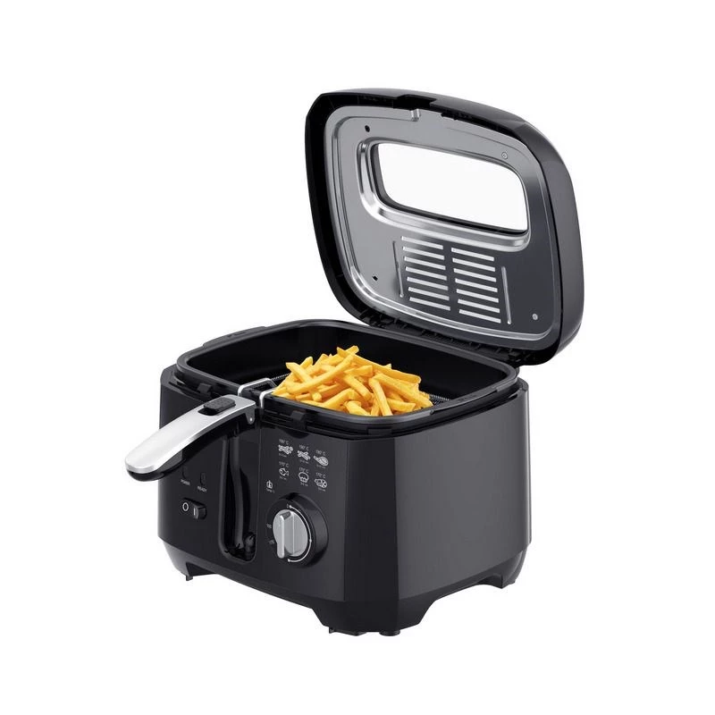 ELDOM Freidora FREET, 2,5 L, 400 g de patatas fritas, termostato, depósito de aceite extraíble, Negro