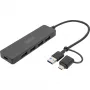 Hub USB, Digitus, DA-70235, 4 puertos, USB 3.2 Gen 1, Type-A y Type-C, 12000 Mbit/s