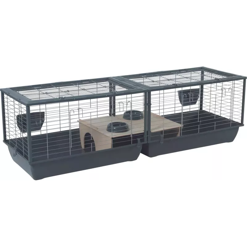 Jaula para conejos de interior ZOLUX Neolife Connect 101,5×54×51 cm – estructura metálica, base de plástico, gris