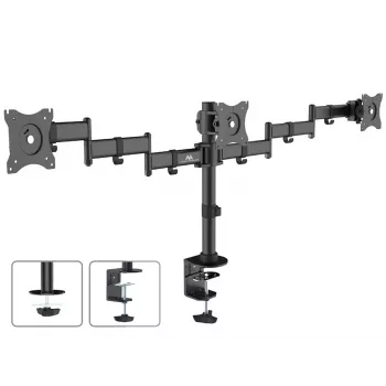Soporte de sobremesa para monitor MACLEAN MC-691 para 3 monitores – regulable en altura e inclinable