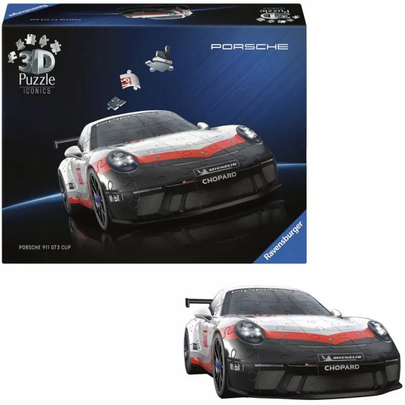 Puzzle 3D Ravensburger Iconics Porsche 911 GT3 Cup – kit de maqueta
