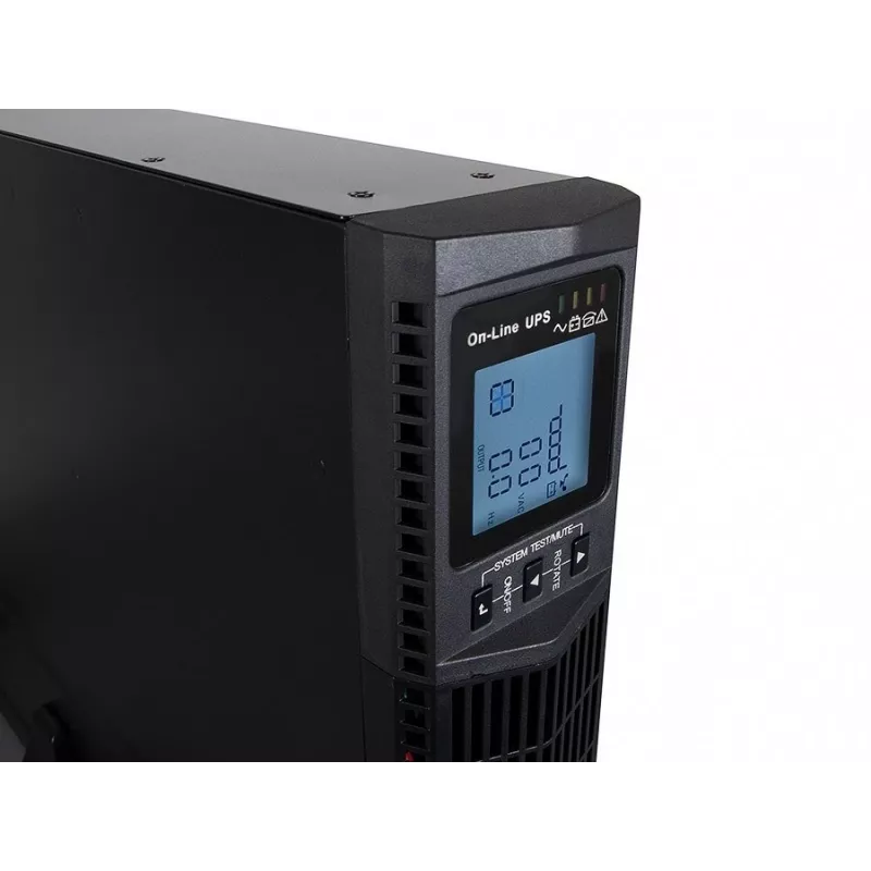 Sistema de alimentación ininterrumpida Green Cell UPS15 — doble conversión online 3 kVA (2700 W), 6 tomas de corriente, onda sinusoidal pura, LCD, torre, 6×12V/9Ah baterías