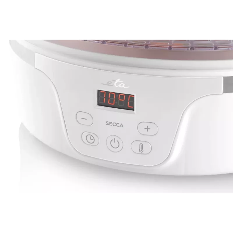 Deshidratador de alimentos ETA Eta SECCA transparente blanco 380 W, pantalla LED, temporizador de 24 horas, 300×300×220 mm