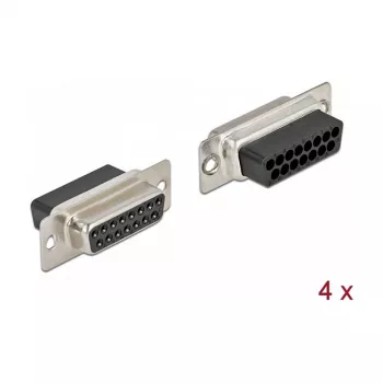 Conector de cable DeLOCK 66720 D-Sub de 15 pines negro plata