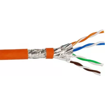 Helos Cable de instalación High Quality, Cat.7 cable a granel, S/FTP, PiMF, LSZH, naranja, bobina de 500m -Cat.7 cable a granel, 600MHz - apantallamiento por pares y global (Pim