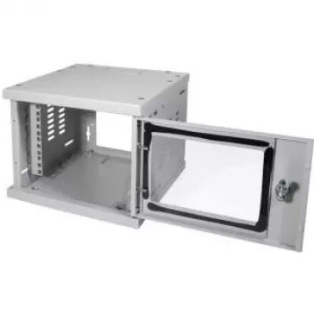 LogiLink W06Z33G armario mural SoHo de 10", 4U, puerta de cristal, gris claro