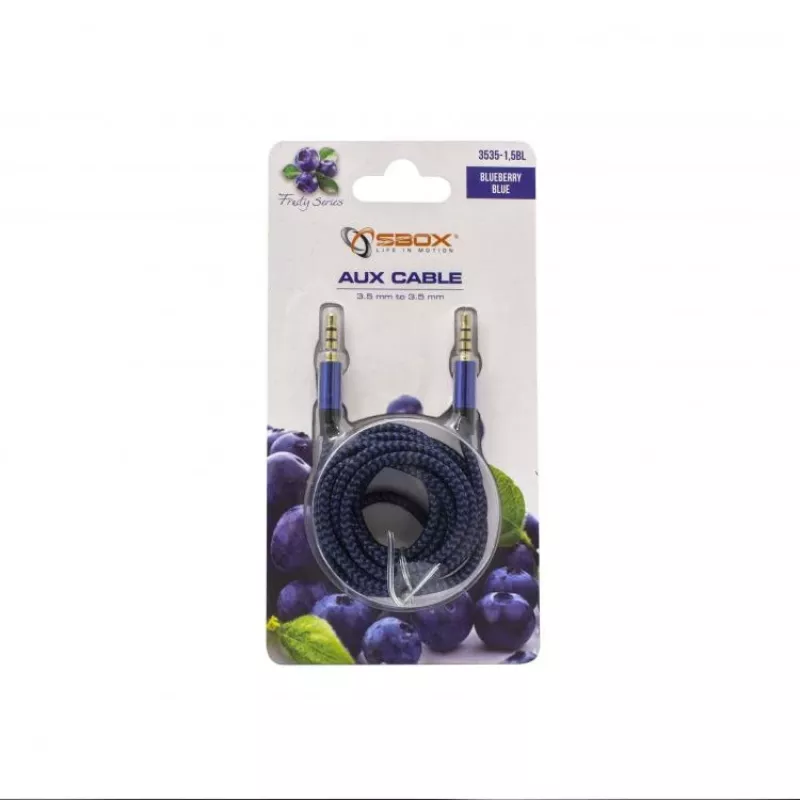 Cable AUX Sbox 3535-1.5BL 3,5 mm a 3,5 mm azul arándano