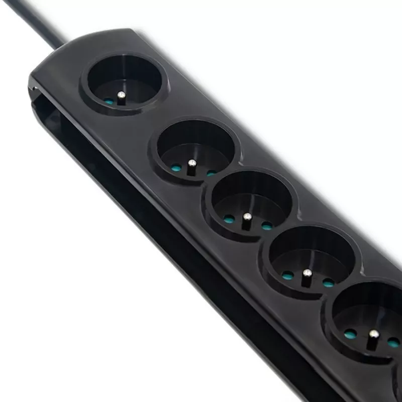 Protector contra sobretensiones Qoltec 50171 Negro 7 tomas AC 230V 1,5m