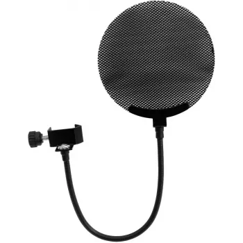 Filtro antipop para micrófono Omnitronic Modelo 60006250 Metal Negro, malla redonda cortavientos