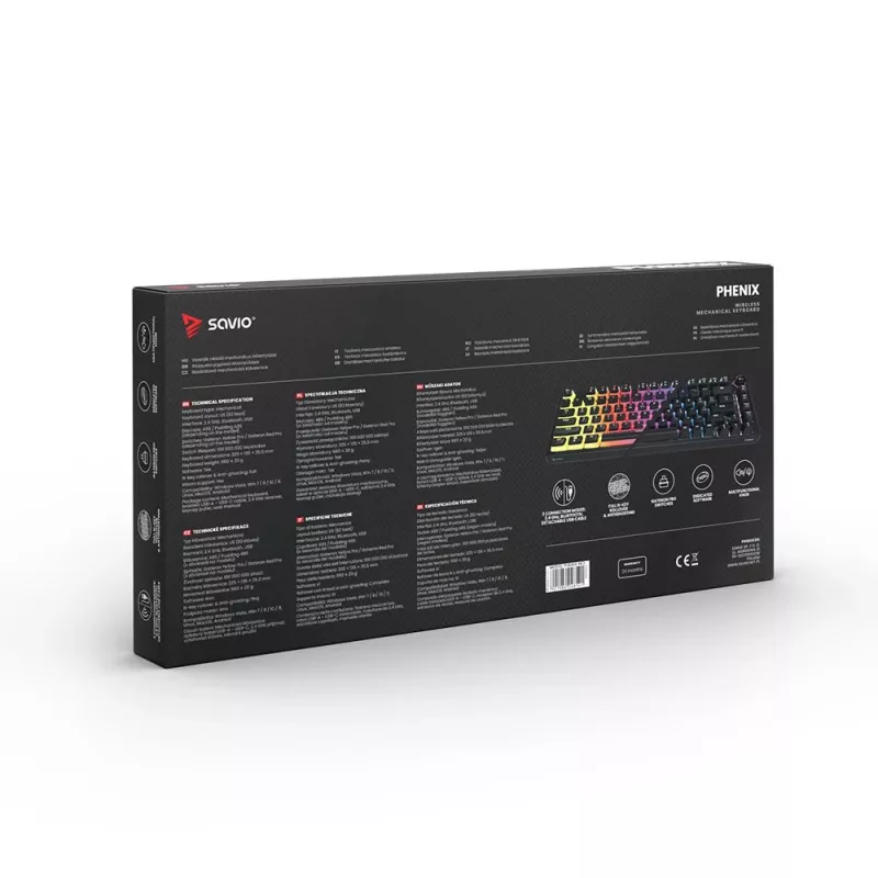 Teclado gaming Savio SAVGK-PHENIX RED PUDDING mecánico RGB Wireless